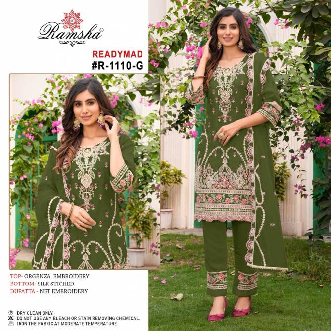 R 1110 E To H By Ramsha Embroidery Pakistani Readymade Suits Wholesale Shop In Surat